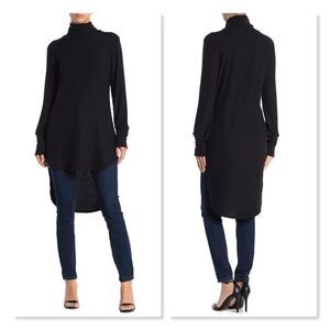 Go Couture Turtleneck High/Low Hem Tunic Sweater